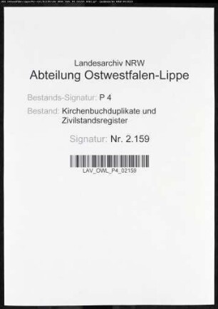Kirchenbuchduplikate der katholischen Gemeinde (GHT 1852-1858). (Gemeinde: Balve, katholische Gemeinde)