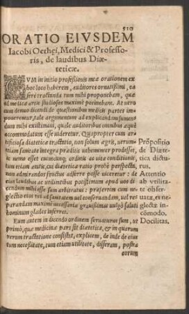 Oratio Eiusdem ...