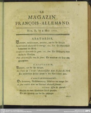 Nro. II. le 8 Mai 1777