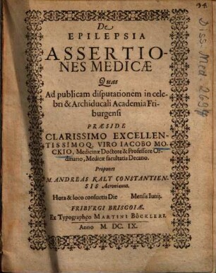 De Epilepsia Assertiones Medicae