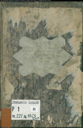 Kirchenbuchduplikat der evangelisch-lutherischen Marien-Gemeinde Herford (Stift Berg), Kreis Herford (GHT 1825). (Gemeinde: Evangelisch-lutherische Marien-Gemeinde Herford (Stift Berg))