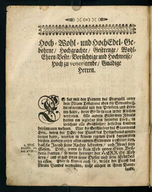 2v-4v, Hoch-Wohl-und Hoch Edel-Gebohrne, Hochgeachte, ...