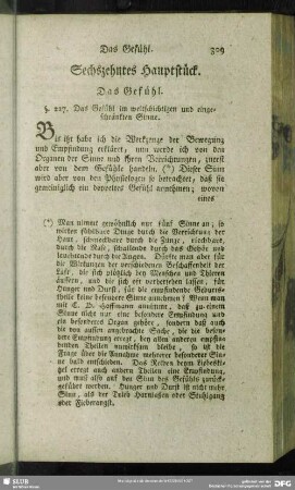 Sechszehntes Hauptstück. Das Gefühl