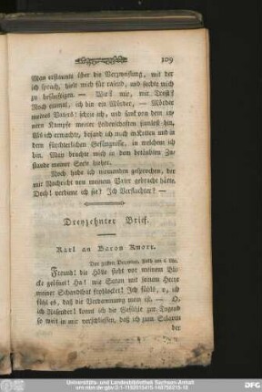 Dreyzehnter Brief. Karl an den Baron Knorr.