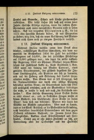 173-182, § 12. Italiens Einigung unternommen