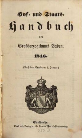 Hof- und Staats-Handbuch des Grossherzogthums Baden. 1846