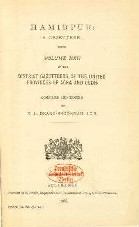 Vol. 22: Hamirpur : a gazetteer