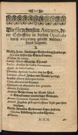 Die fürnehmsten Autores, ...