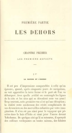 Première partie. Les dehors