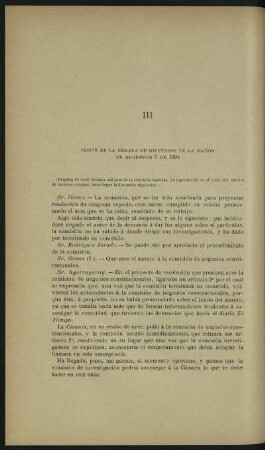 III - Sesión de la Cámara de Diputados de la Nación de diciembre 5 de 1894