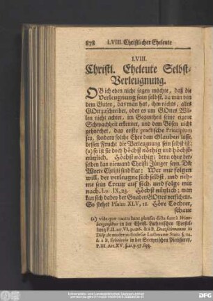 LVIII. Christl. Eheleute Selbst-Verleugnung.