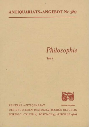 Nr. 389: Philosophie Teil I