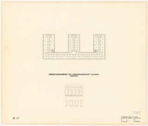 Verwaltungsgebäude der Sächsischen Bauernschaft, Dresden Entwurf I: Grundriss 3. Obergeschoss, Details