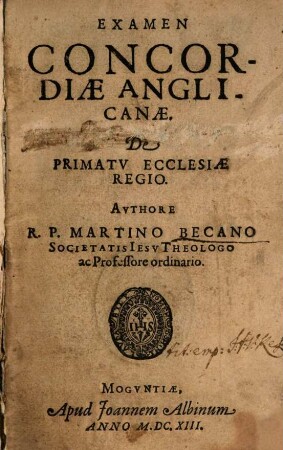 Examen Concordiae Anglicanae, De Primatv Ecclesiae Regio