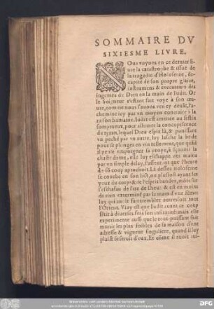 Sommaire Du Sixiesme Livre.