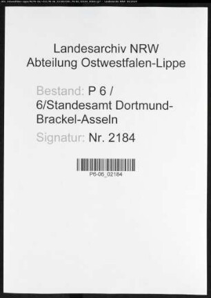 Sterberegister Standesamt Dortmund-Brackel-Asseln (XVI)