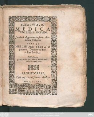 Exercitatio Medica Trigesima Secunda