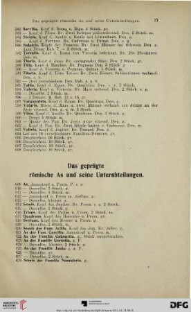 Das geprägte römische As und seine Unterabteilungen (Nr. 609-628)