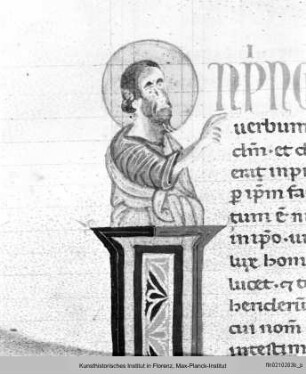 Bibel : Detail einer historisierten Initiale: Paulus?