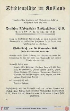 Studienplätze im Ausland