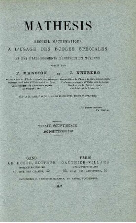 TOME SEPTIÈME AOUT - SEPTEMBRE 1887.
