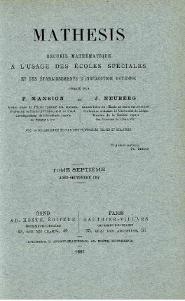 TOME SEPTIÈME AOUT - SEPTEMBRE 1887.