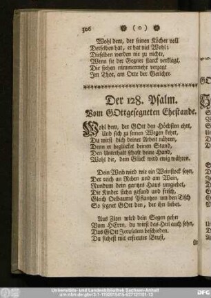 Der 128. Psalm. Vom Gottgesegneten Ehestande.