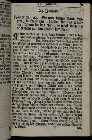 23. Januar. Römer XII. 20. - 31. Januar. Sirach XLIII. 22. 23. 24.