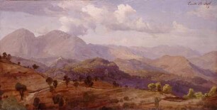"Bei Civitella" - Blick gegen Norden auf die Mammellen mit Rocca Santo Stefano, Rocca di Mezzo und Rocca Canterano, nordöstlich von Civitella aus