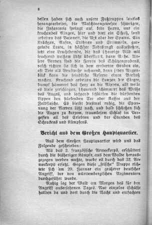 Bericht aus dem Großen Hauptquartier.