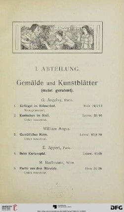 I. Abteilung. Gemälde und Kunstblätter (Nr. 1-238)