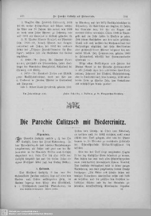 Die Parochie Culitzsch mit Niedercrinitz