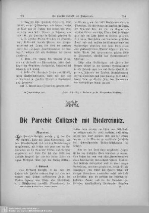 Die Parochie Culitzsch mit Niedercrinitz