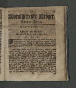 Nummer Veertig. Mahndags den 4. October 1751
