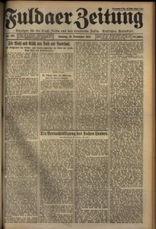 Erste Ausgabe vom Sonntag, den 20. November 1927.