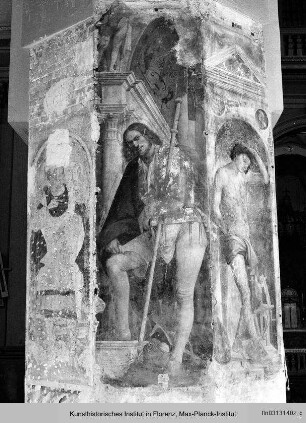 Pfeilerfresken: Madonna mit Kind, die Heiligen Rochus und Erasmus : Heiliger Rochus