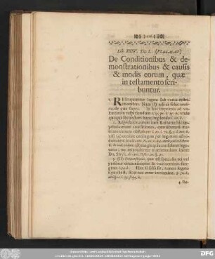 Tit. I. (VI. 44. 45. 46.) De Conditionibus & demonstrationibus & causis & modis eorum, quae in testamento scribuntur.