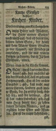 Kurtze Seufzer fleißiger Kirchen-Kinder
