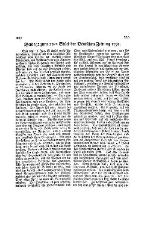 Beylage zum 13ten Stück der Deutschen Zeitung 1791