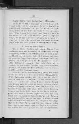 Kleine Beiträge zum Hamburgischen Münzwesen.