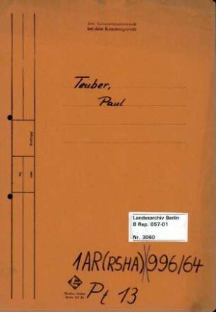 Personenheft Paul Teuber (*14.01.1904), Amtsrat