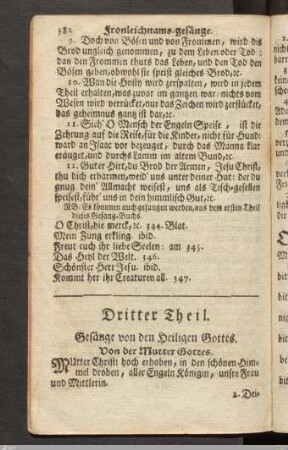 Dritter Theil: Gesänge von den Heiligen Gottes.