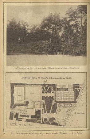 Tennisplatz im Garten des Herrn Berth. Israel, Schwanenwerder ; Garten des Herrn B. Israel, Schwanenwerder bei Berlin