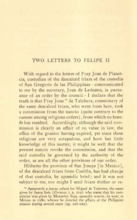 Two letters to Felipe II