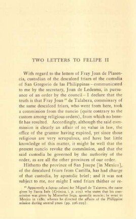 Two letters to Felipe II