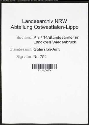 Heiratsregister Standesamt Gütersloh-Amt