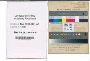 Entnazifizierung Hermann Bernhards , geb. 20.04.1899 (Aufseher)