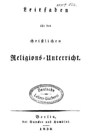 Leitfaden für den christlichen Religions-Unterricht