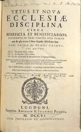 Vetus Et Nova Ecclesiae Disciplina Circa Beneficia Et Beneficiarios, 1