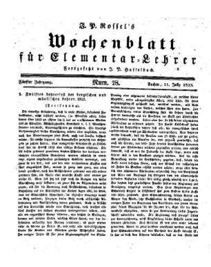 Zwölftes Lehrerfest der bergischen und märkischen Lehrer. 1833 : Fortsetzung